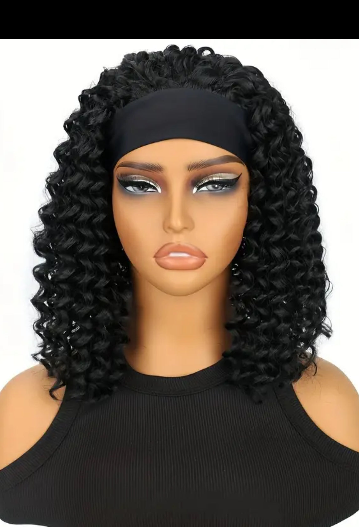 12" Short Curly Headband Wig for Women - Synthetic Afro Half Wig with Attached Black Elastic Band, Voluminous Curls for Natural Look, Fit for All Ethnicities, Casual & Special Occasions, Short Hair Wig, Everyday Hairpiece, Comfortable Rose Net